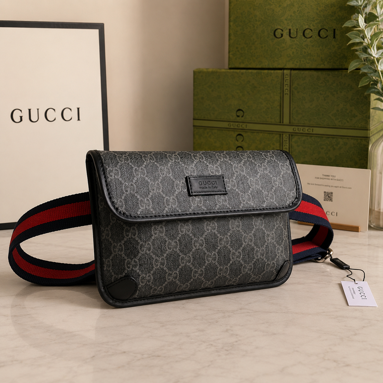 Gucci GG messenger bag Gray Flap Canvas An