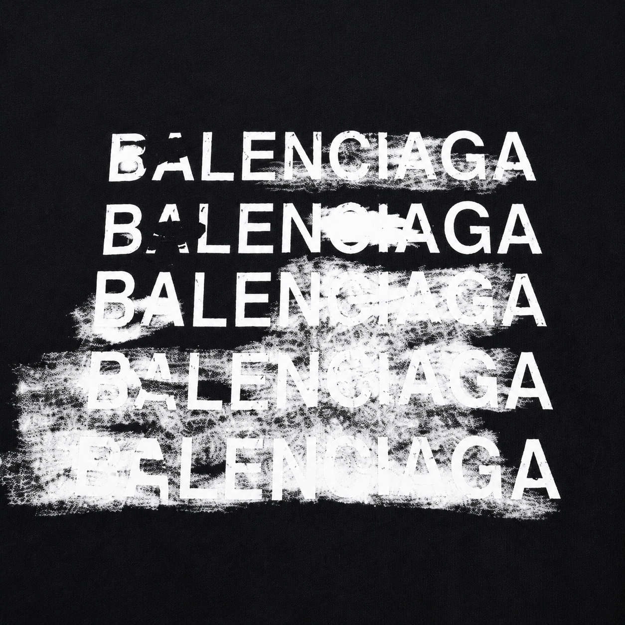 Balenciaga Black Distressed Logo Long-Sleeve Top