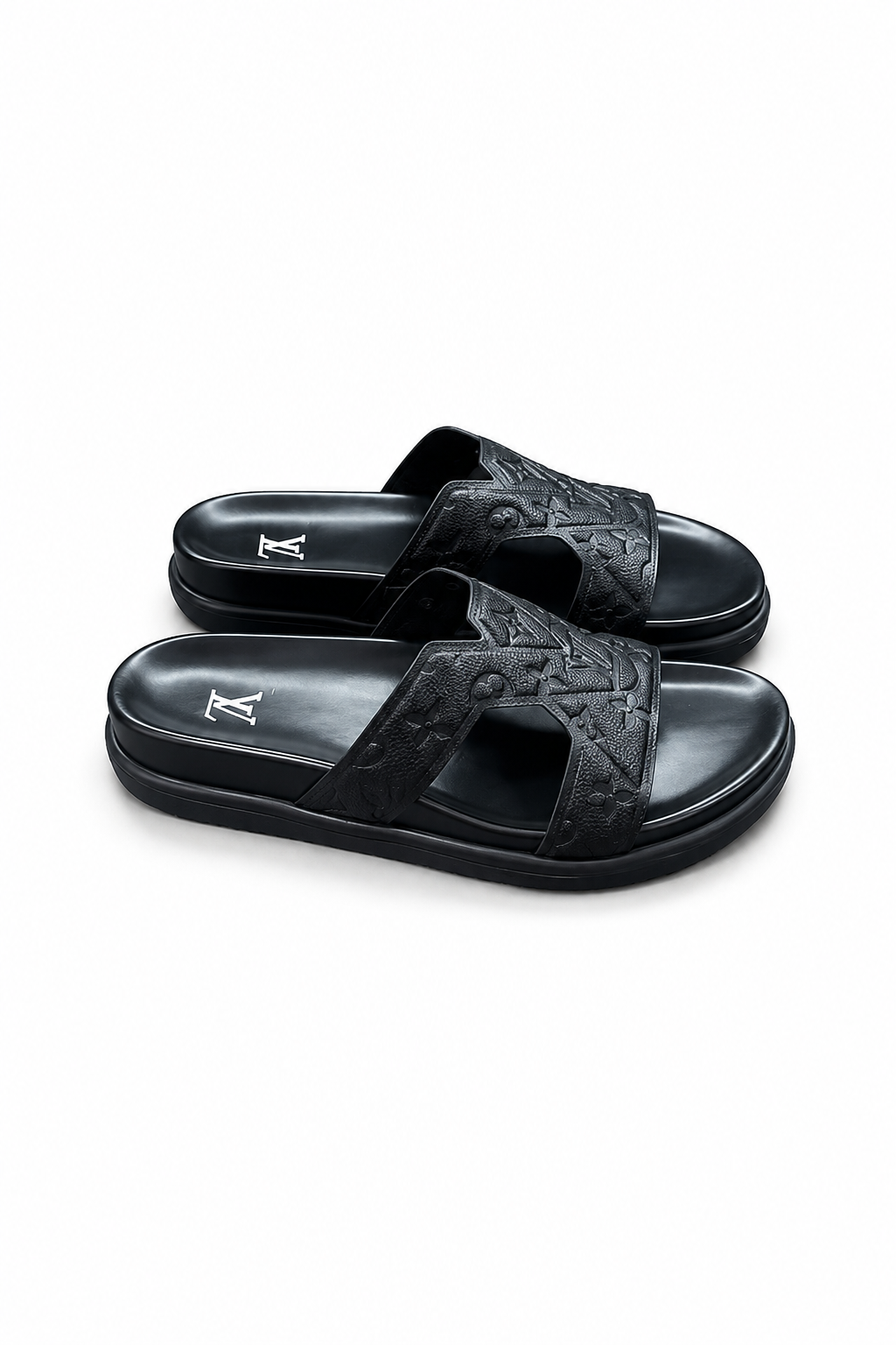 Louis Vuitton LV Monogram Light Luxury Style Black Slippers