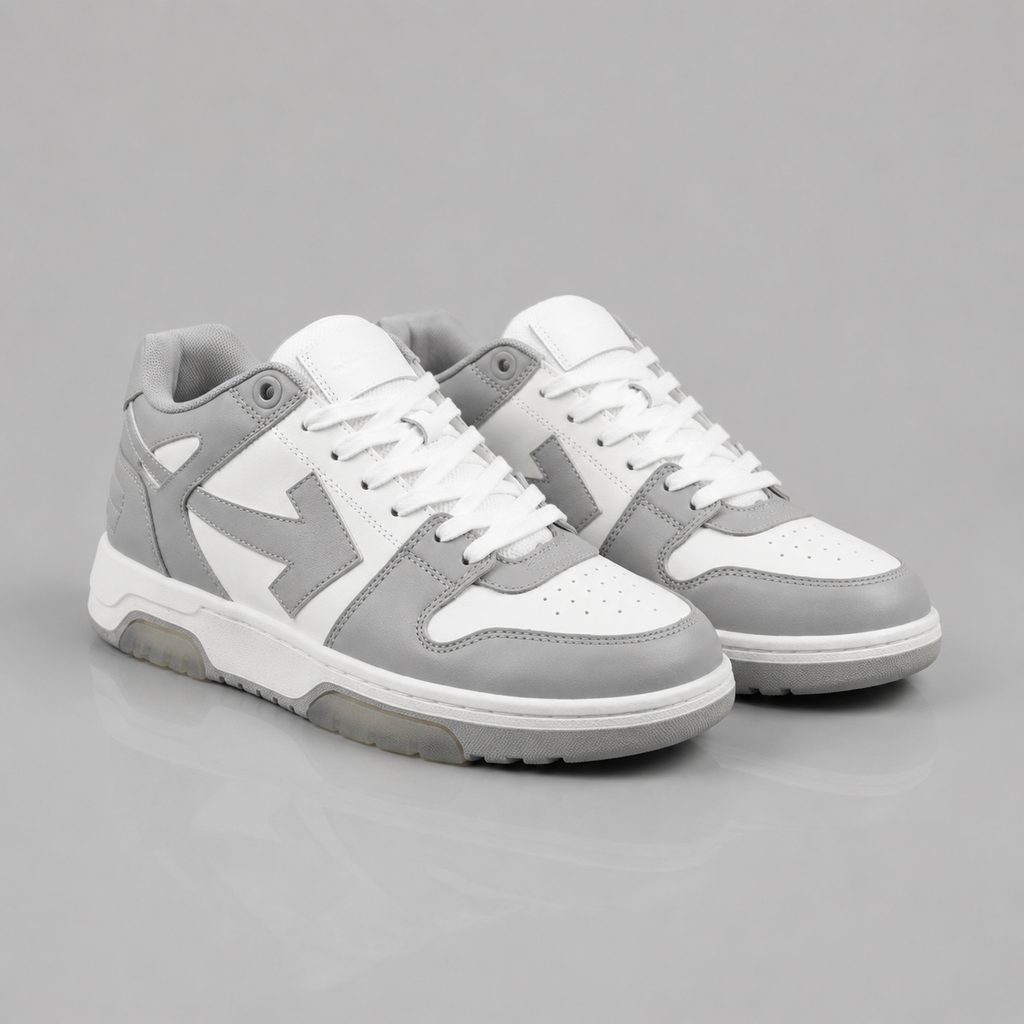 Off-White Grey and White Trendy Sneakers