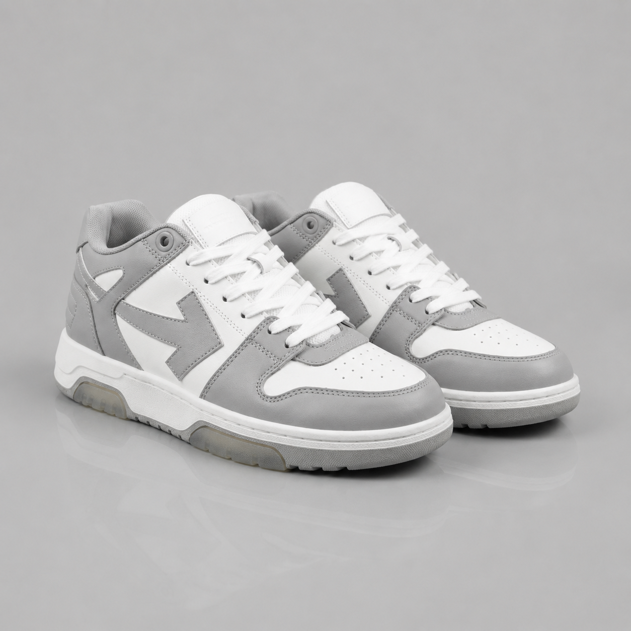 Off-White Grey and White Trendy Sneakers