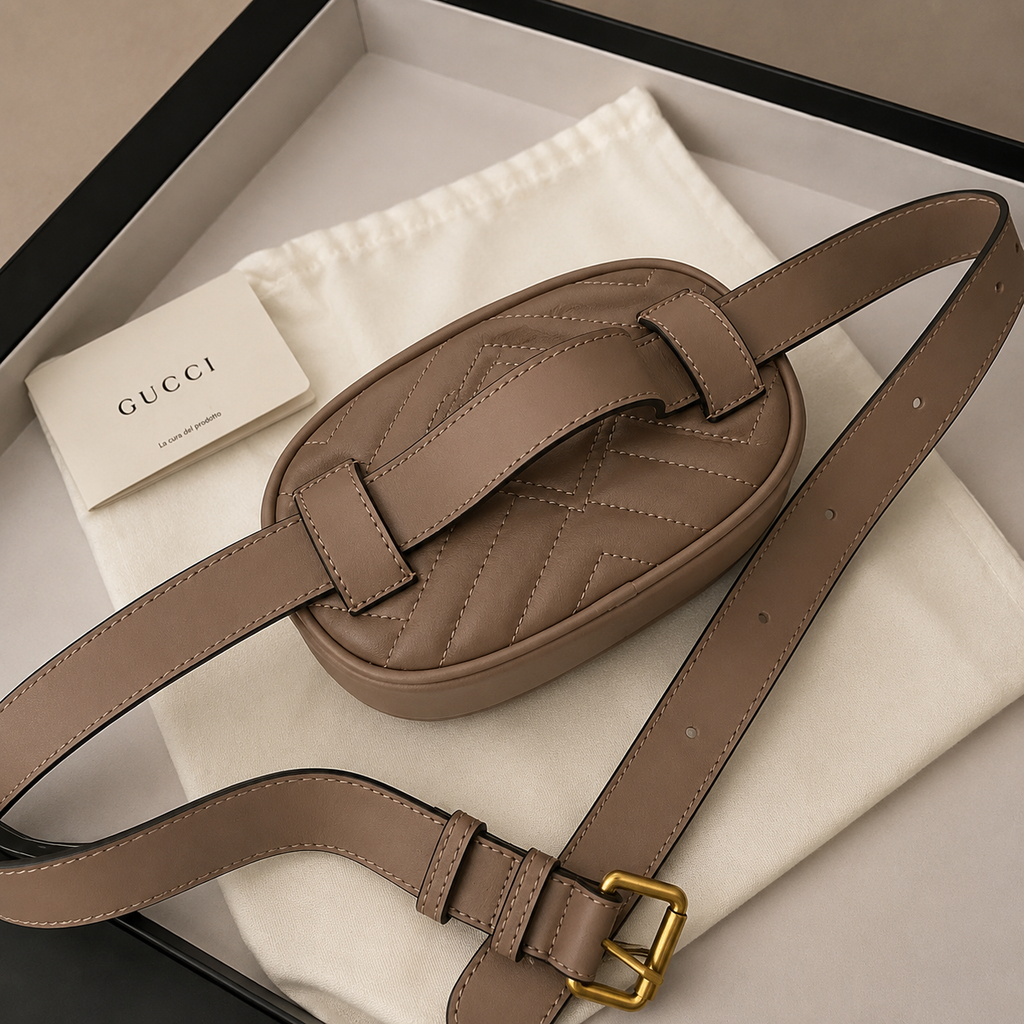 Gucci Matelasse belt bag Tan Quilted Waist Gold