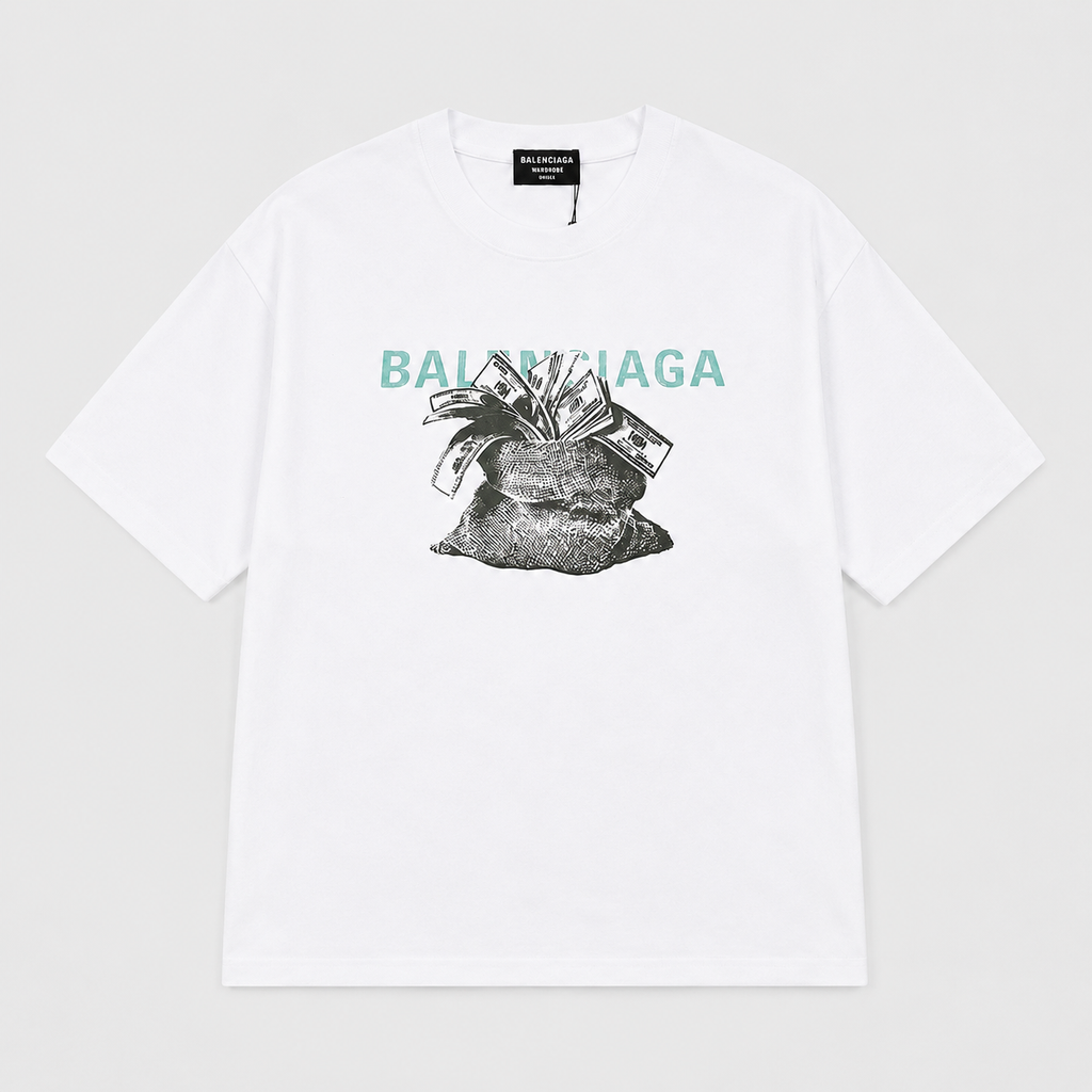 Balenciaga Money Bag Print White T-shirt