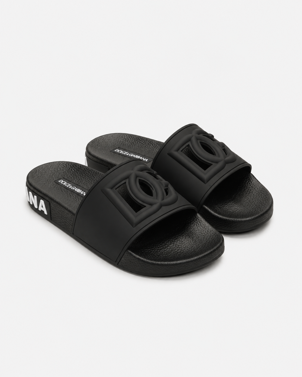 Dolce & Gabbana DG Embossed Casual-style Black Slippers