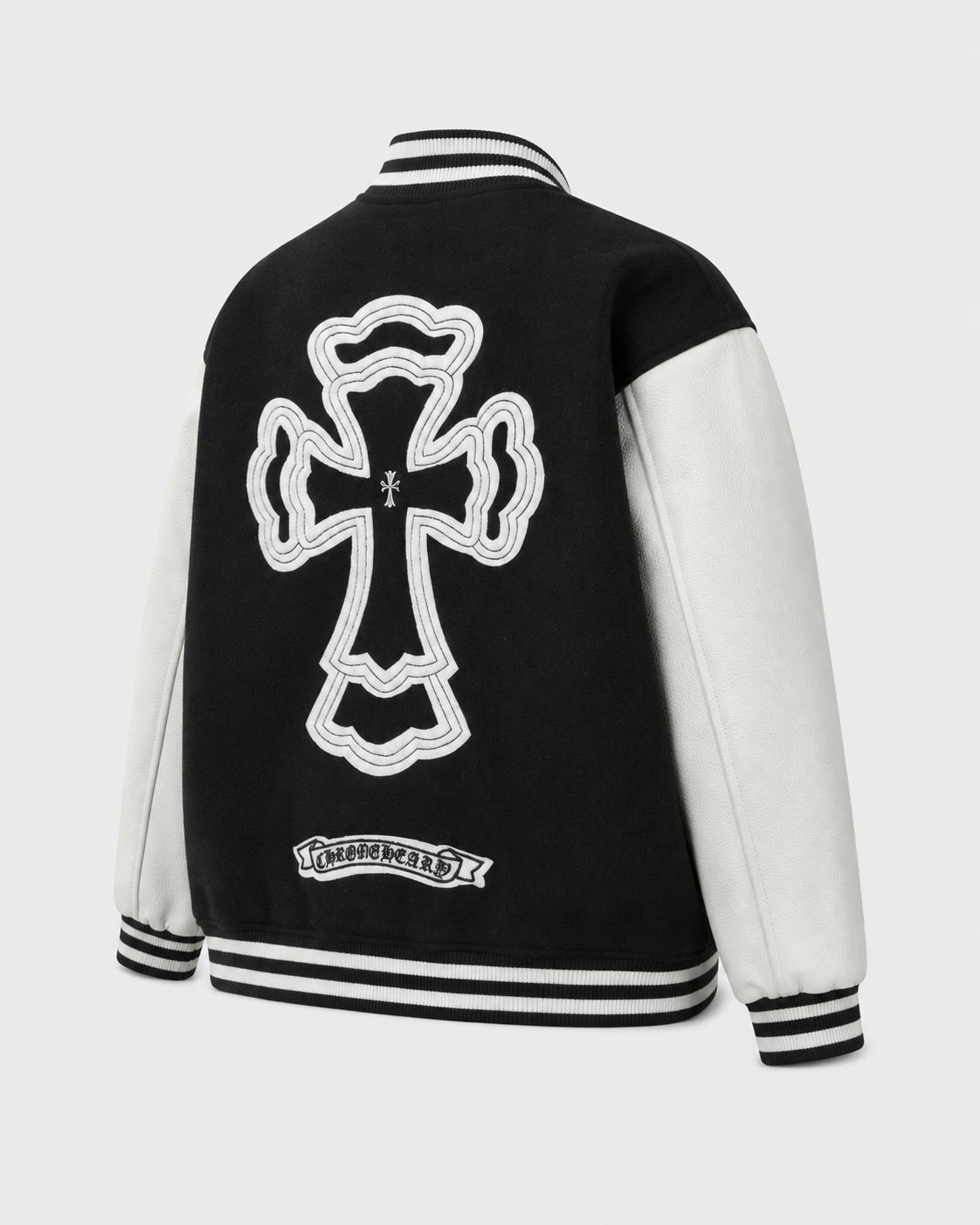 Chrome Hearts Cross Black and White Baseball Jacket