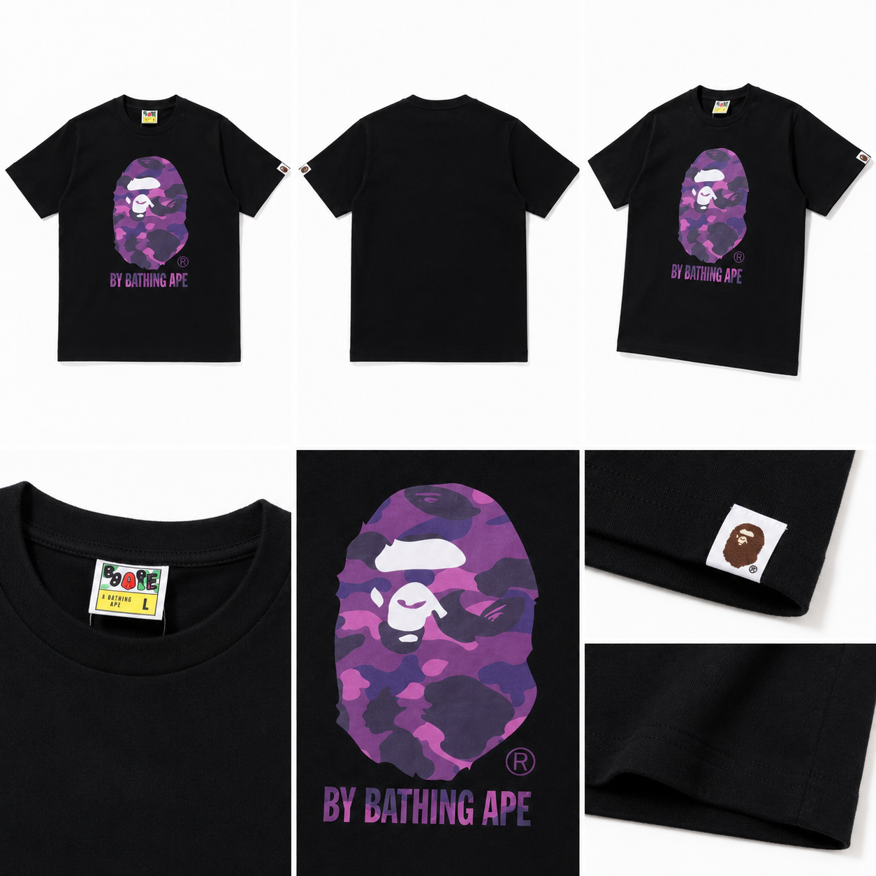 Bape camouflage-style black T-shirt