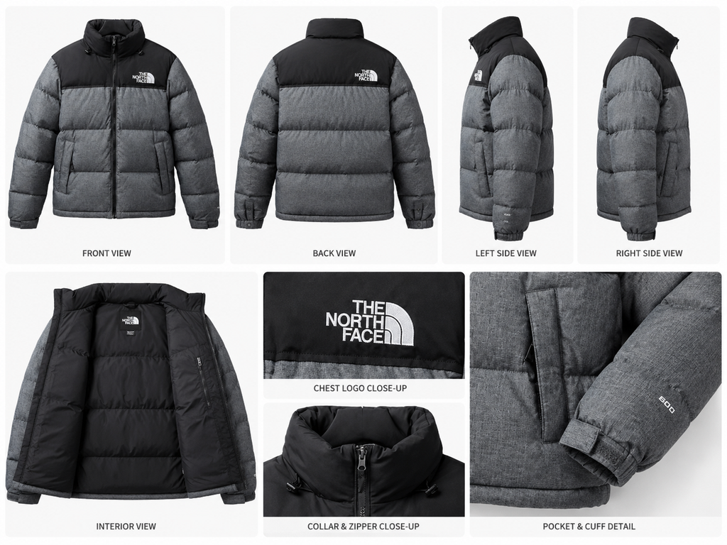 The North Face classic grey-black down jacket
