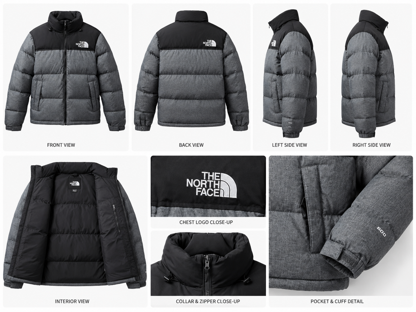 The North Face classic grey-black down jacket