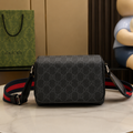 Gucci GG flap shoulder bag Black Compact Boxy Web