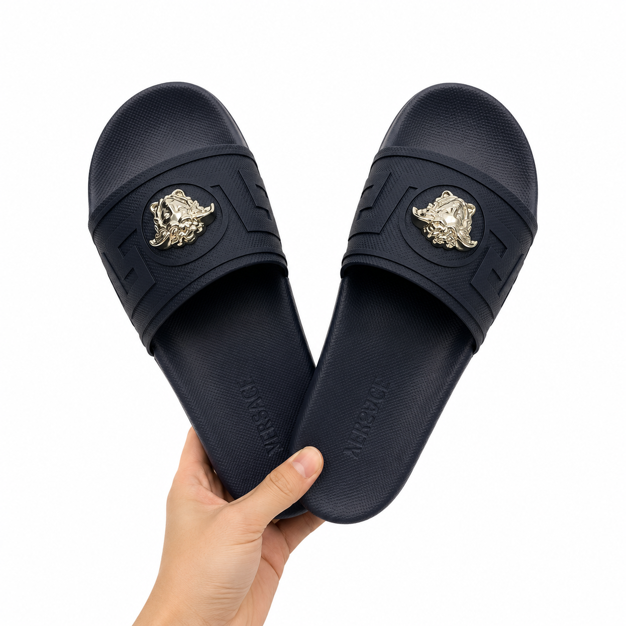Versace Medusa Luxury Style Black Slide Sandals