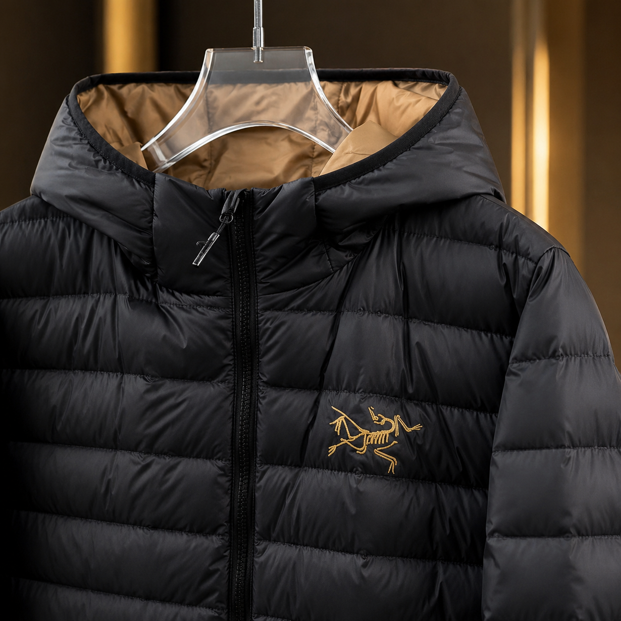 Arc'teryx lightweight trendy black down jacket