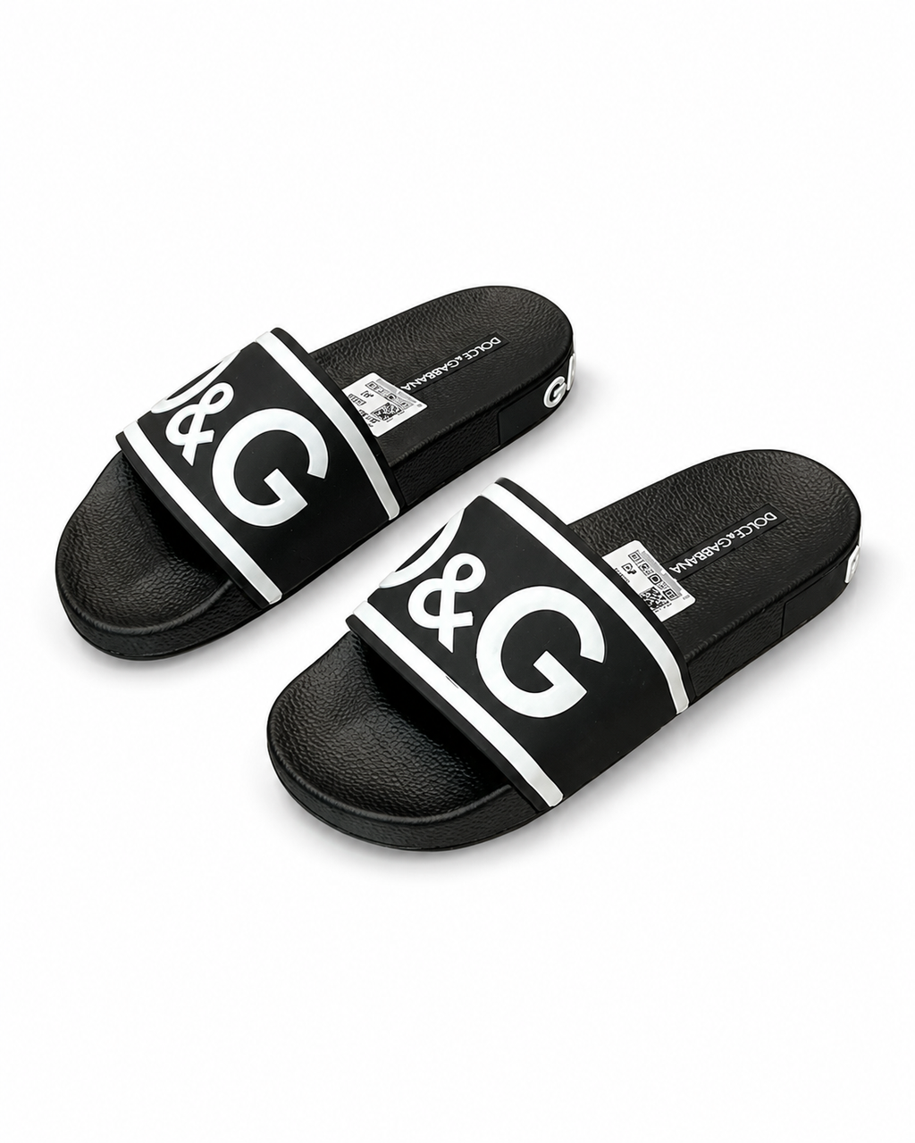 D&G Classic Large Logo Casual Style Black Slide Slippers