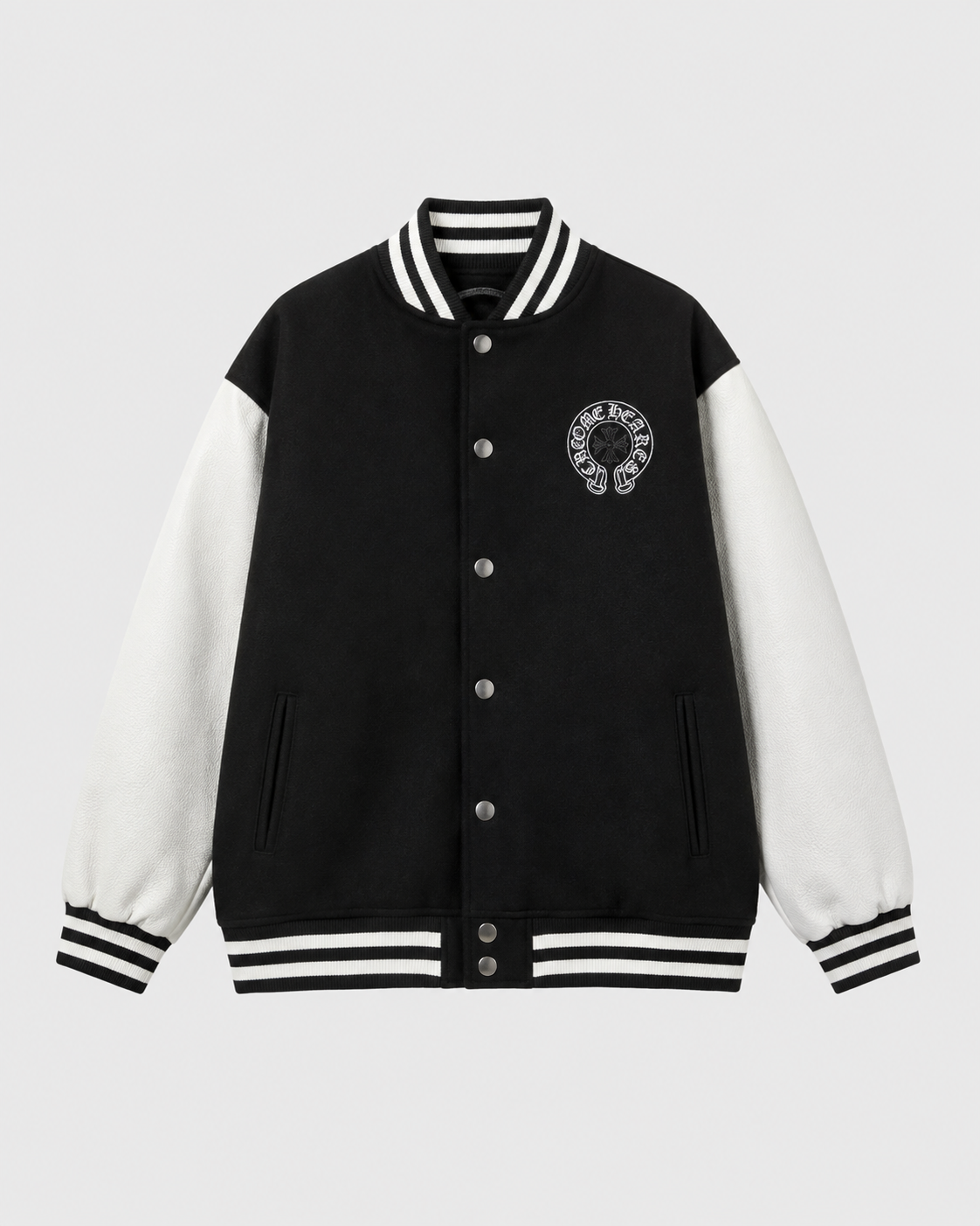 Chrome Hearts Cross Black and White Baseball Jacket