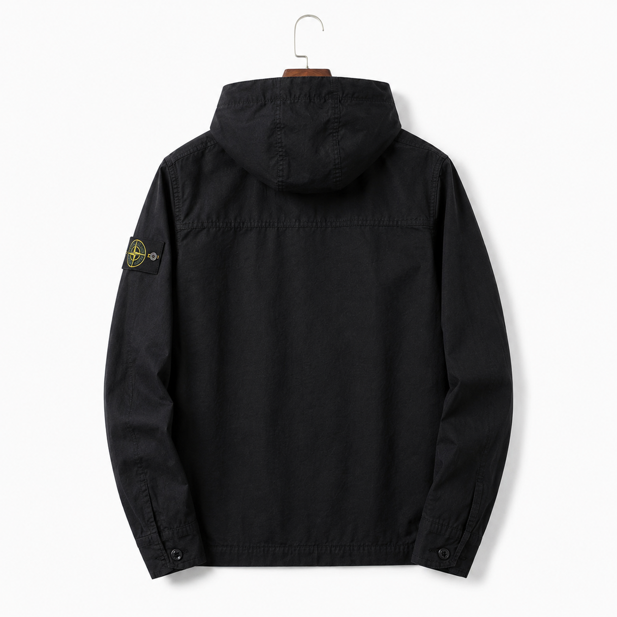Stone Island Workwear Style Black Hooded Coat