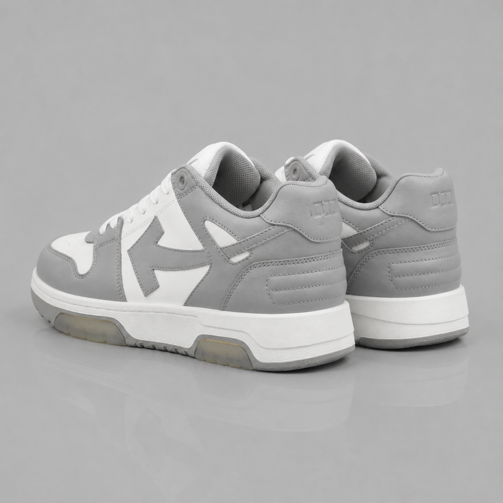 Off-White Grey and White Trendy Sneakers