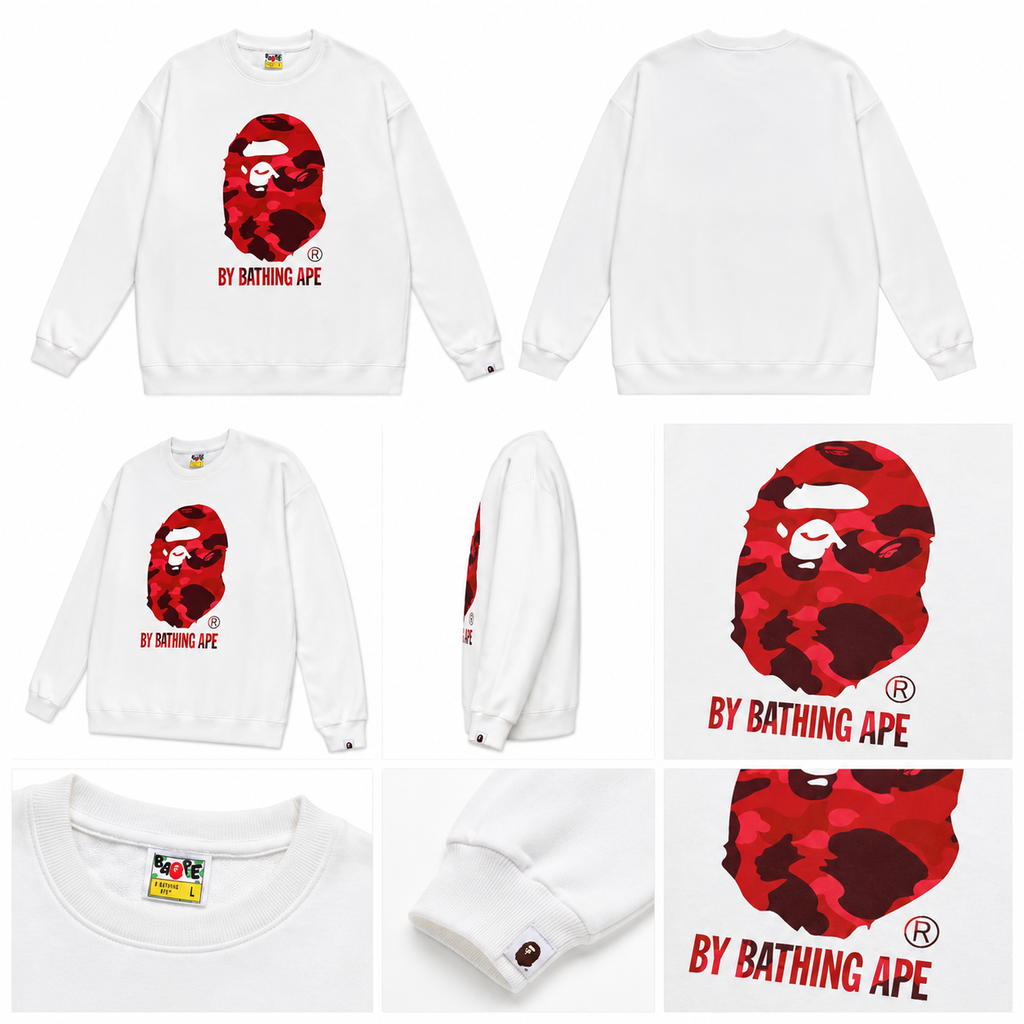 Bape Ape Head Camouflage Style Grey Sweatshirt