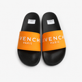 Givenchy Embossed Letters Trendy Cool Orange & Black Slide Sandals