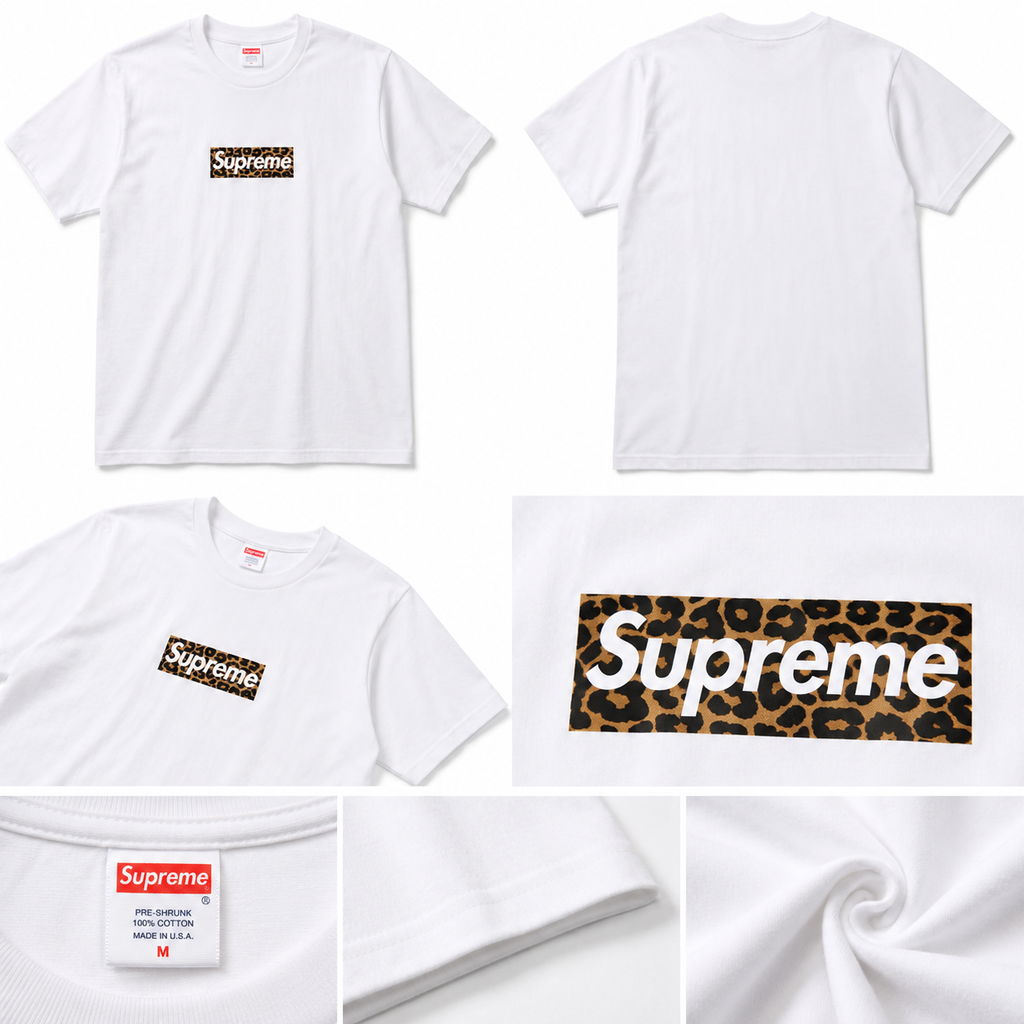 Supreme leopard - print style white T - shirt