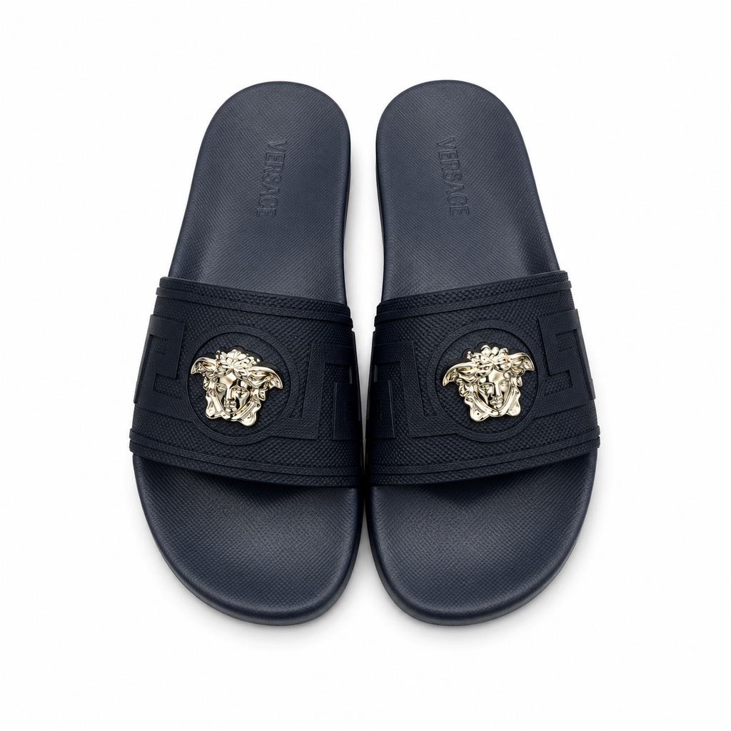 Versace Medusa Luxury Style Black Slide Sandals