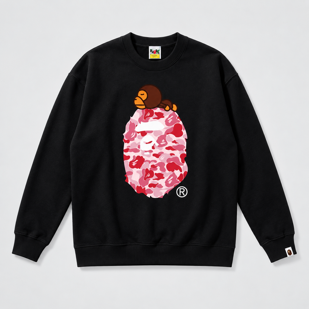 Bape Ape Head Camouflage Style Black Sweatshirt