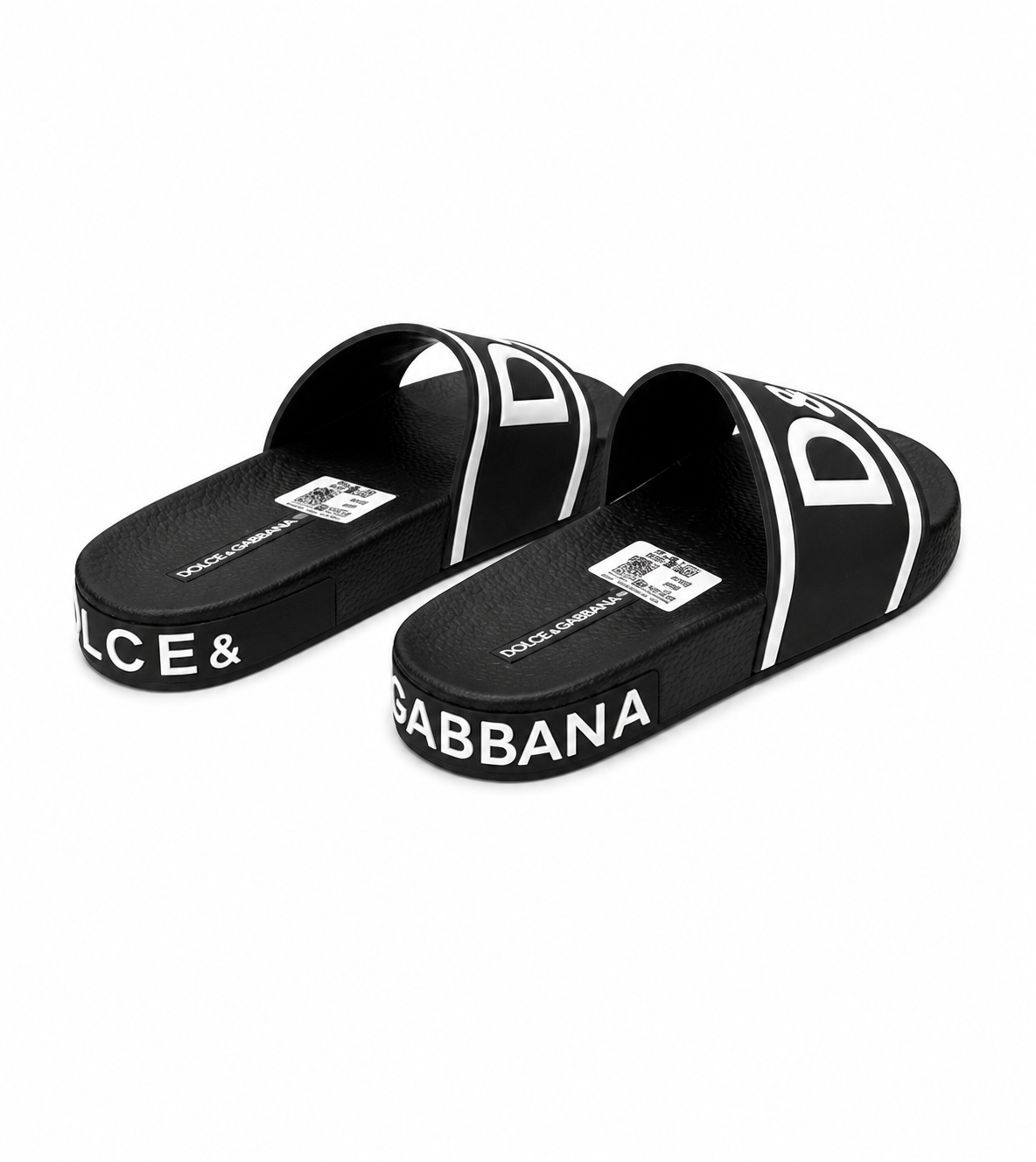 D&G Classic Large Logo Casual Style Black Slide Slippers