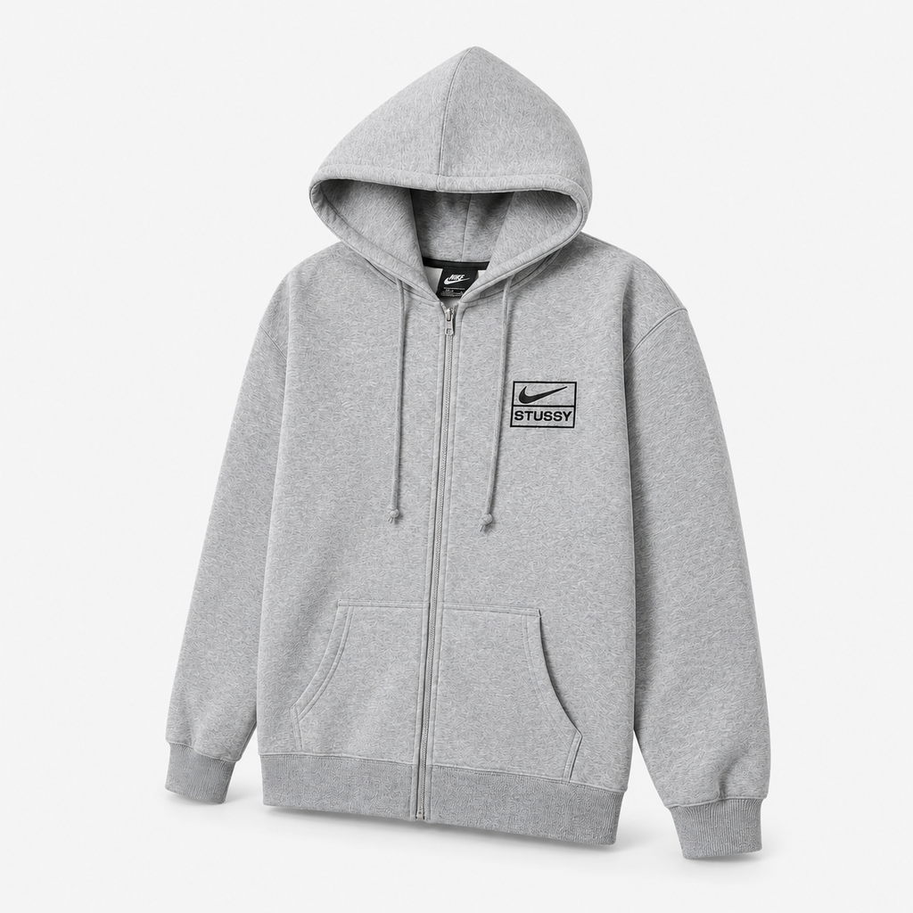 Stussy co-branded grey hoodie