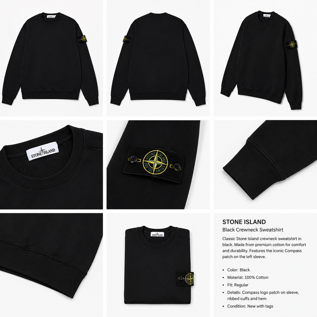 Stone Island basic simple style black sweatshirt