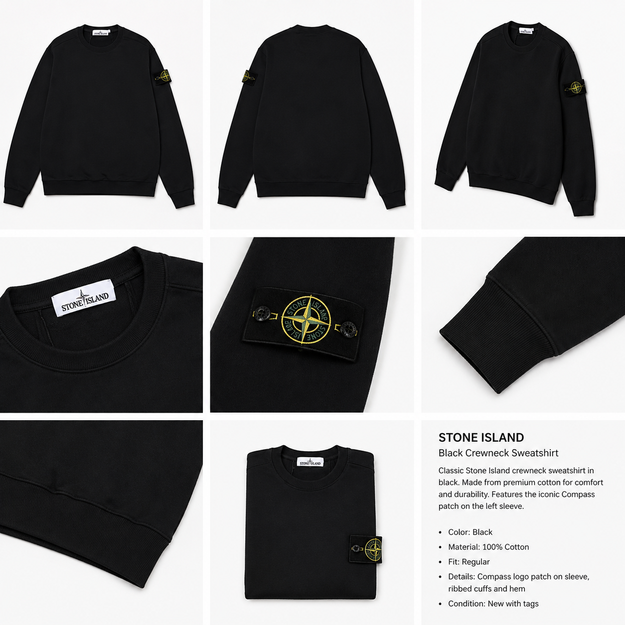 Stone Island basic simple style black sweatshirt