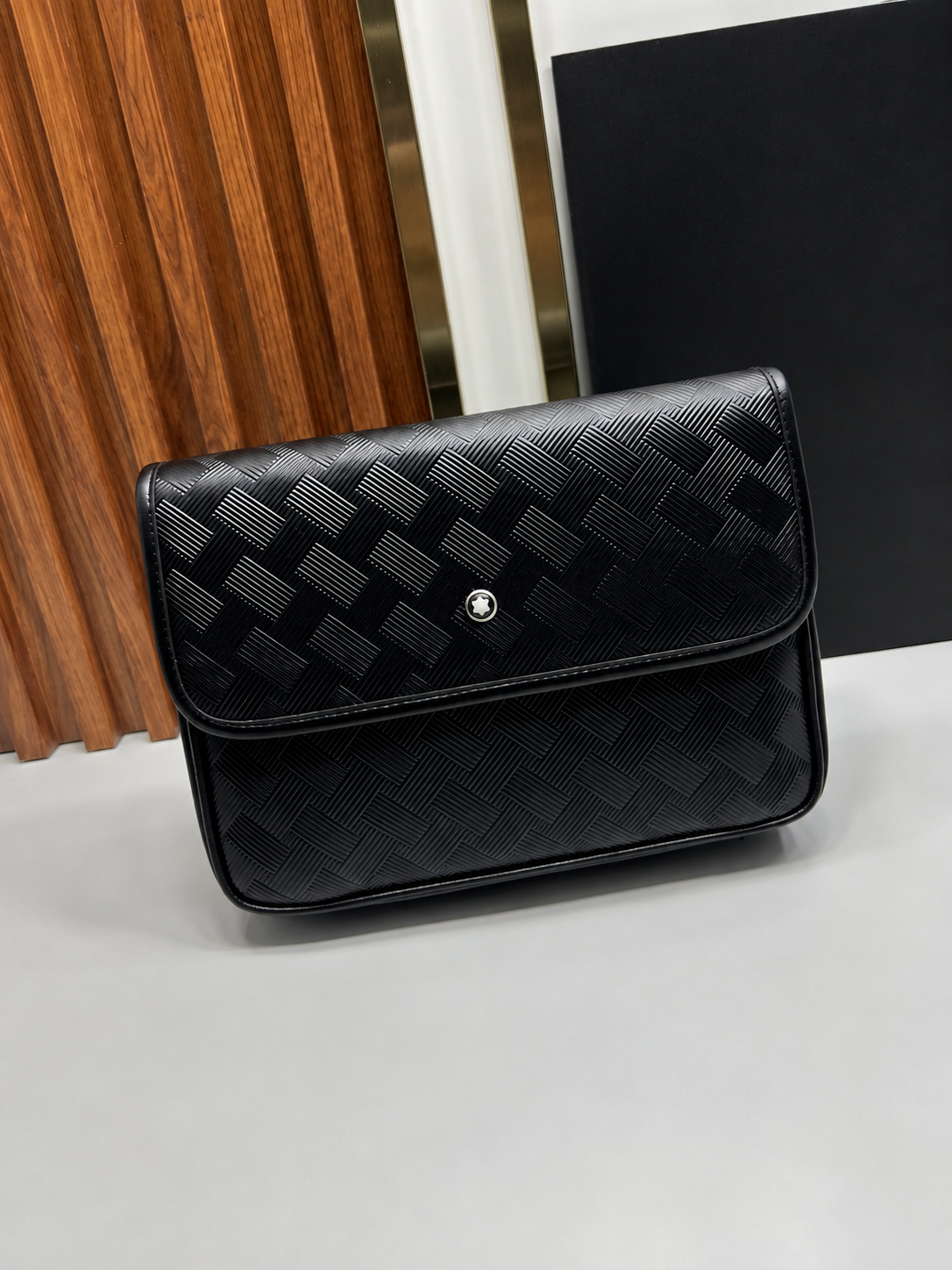 Montblanc Clutch bag Black Flap Geometric