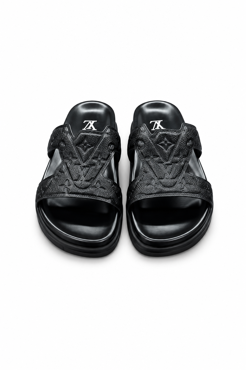 Louis Vuitton LV Monogram Light Luxury Style Black Slippers
