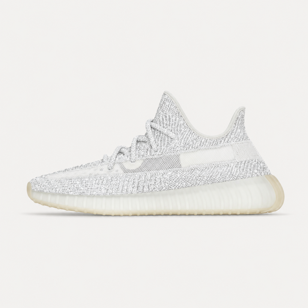 Yeezy 350 minimalist style white shoes