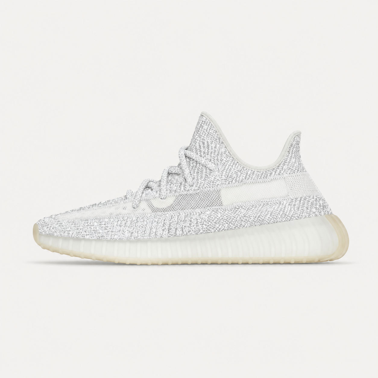 Yeezy 350 minimalist style white shoes