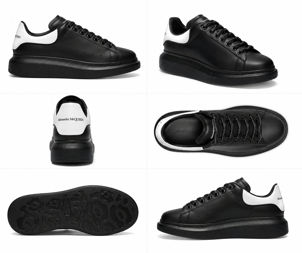 McQueen thick-soled black and white casual shoes