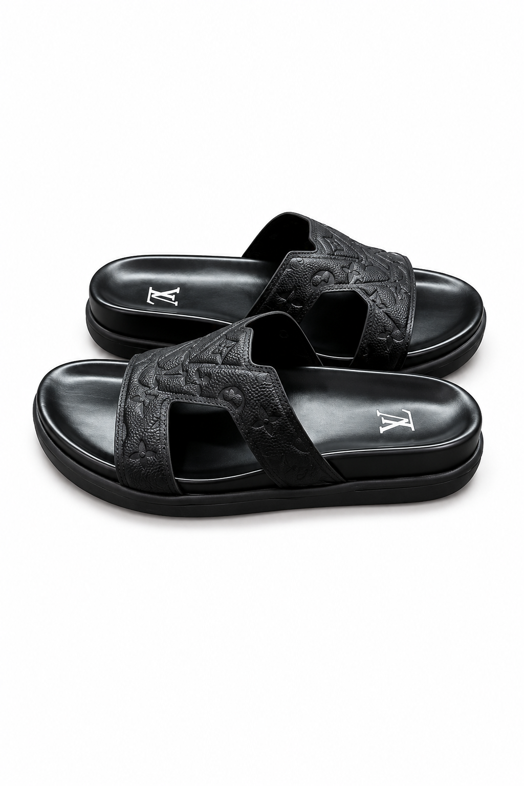 Louis Vuitton LV Monogram Light Luxury Style Black Slippers
