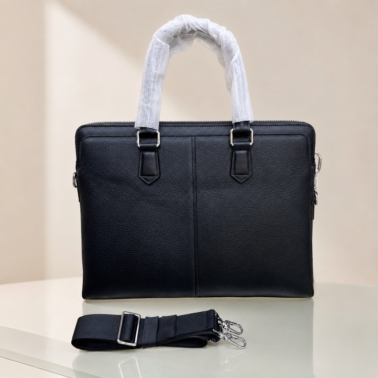 Montblanc Briefcase bag Black Textured Business Shoulder