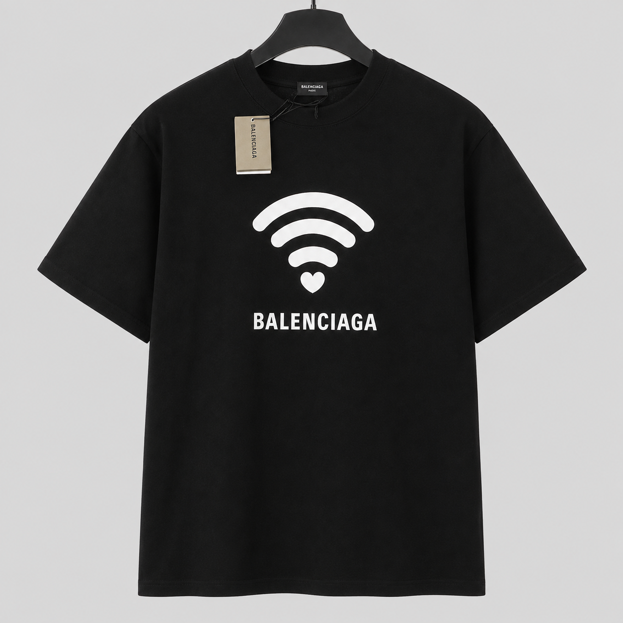Balenciaga WiFi Printed Trendy Black T-shirt