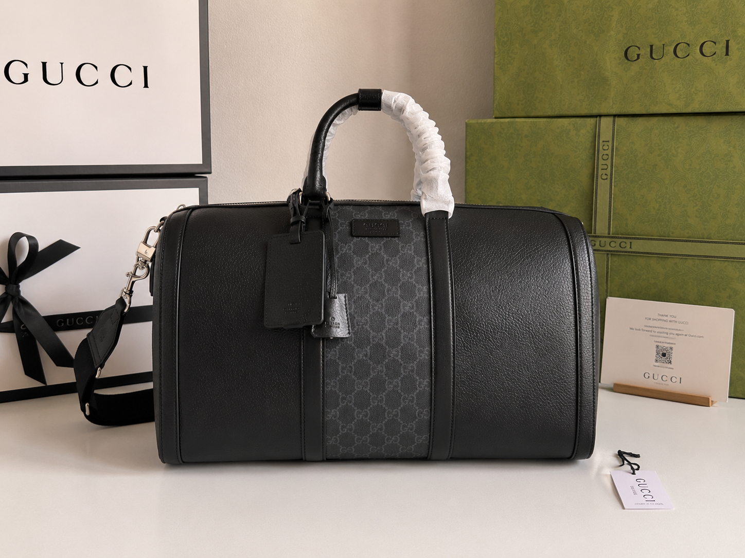 Gucci Duffle bag Olive Gray Barrel Monogram