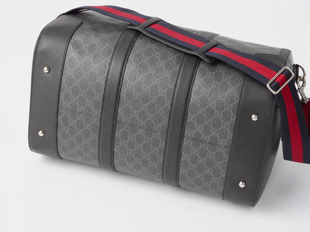 Gucci Duffel Bag with Gray GG Monogram Duffel for Streetwear Looks