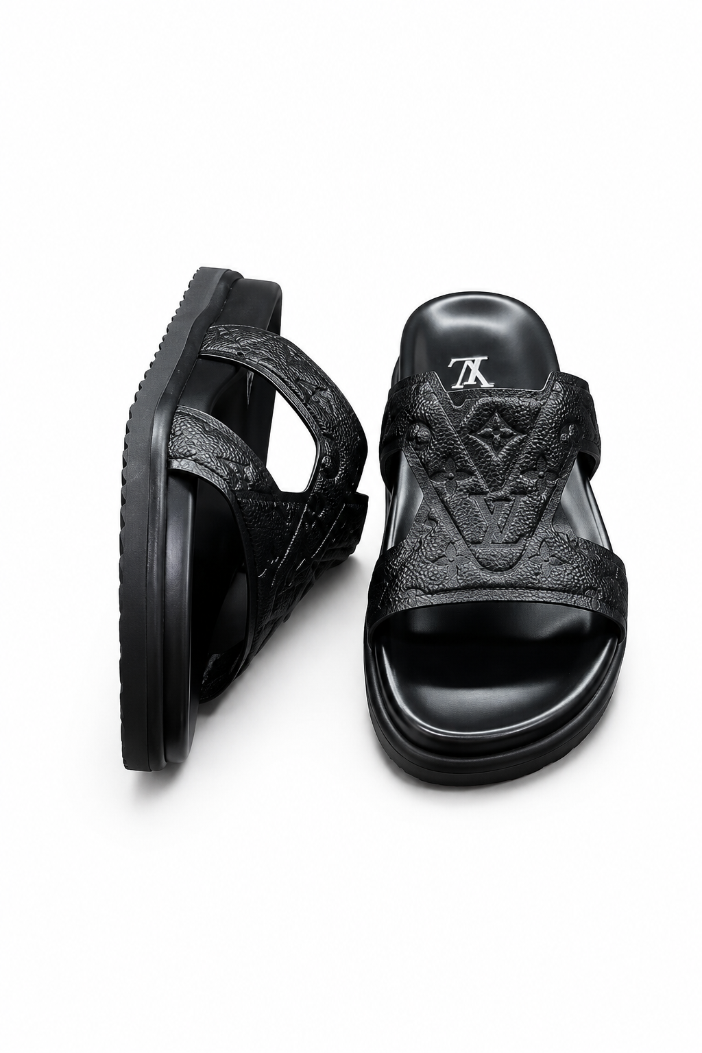 Louis Vuitton LV Monogram Light Luxury Style Black Slippers