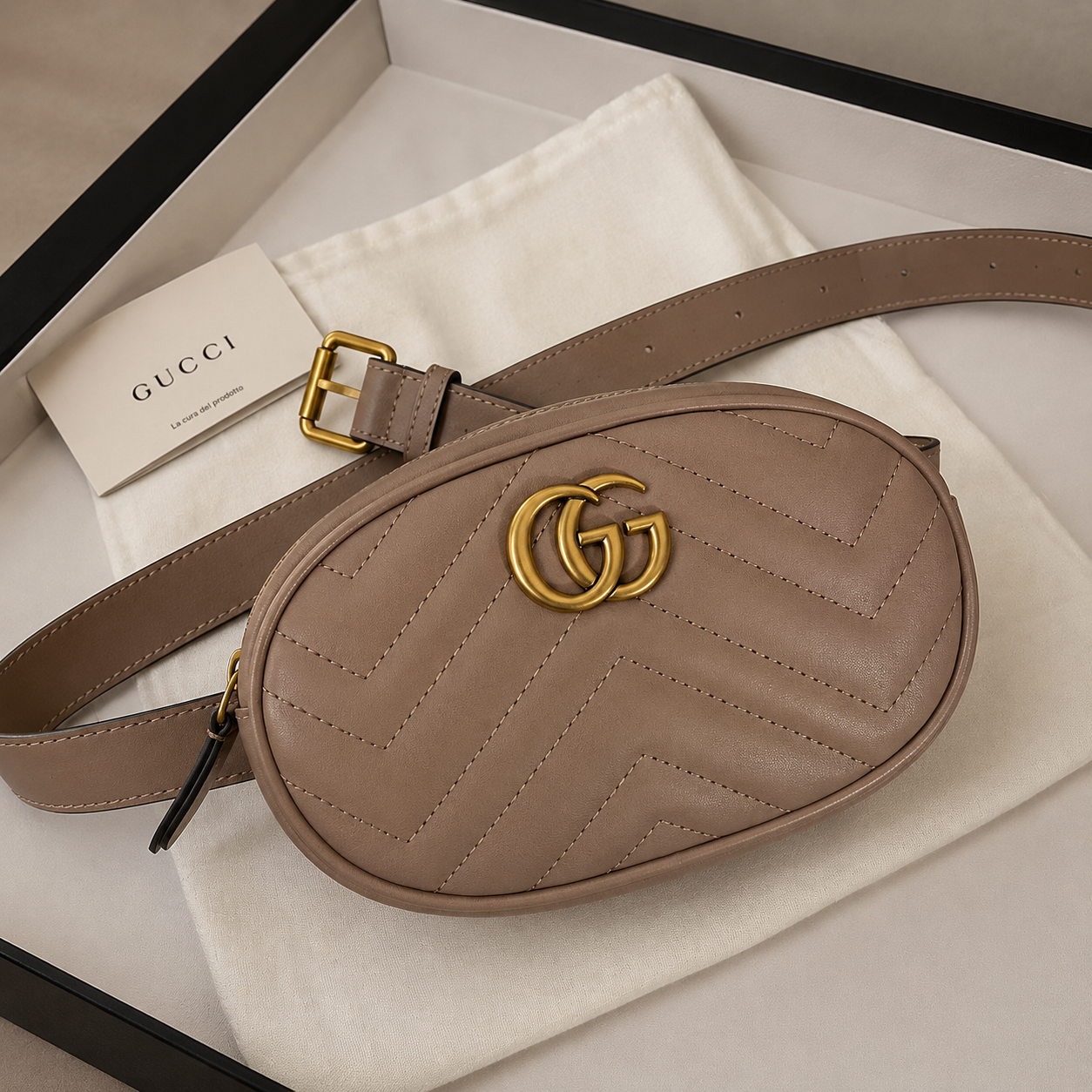 Gucci Matelasse belt bag Tan Quilted Waist Gold