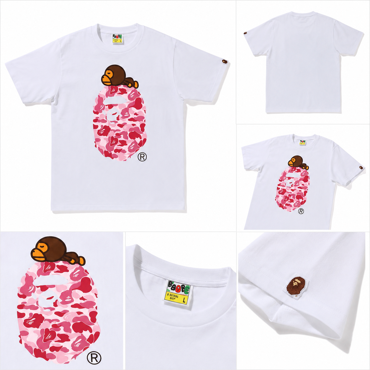 Bape Ape Camouflage Style White T-shirt