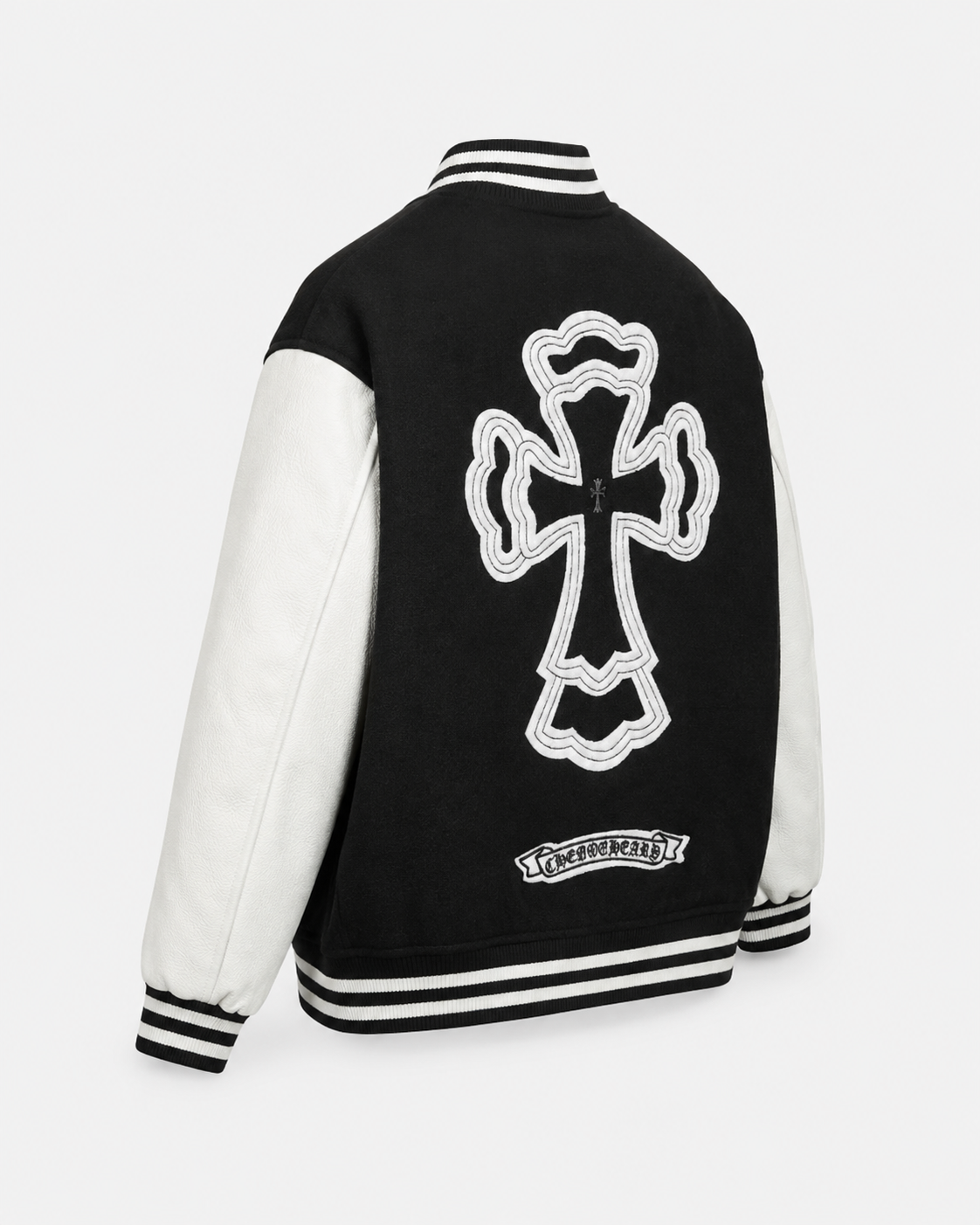 Chrome Hearts Cross Black and White Baseball Jacket