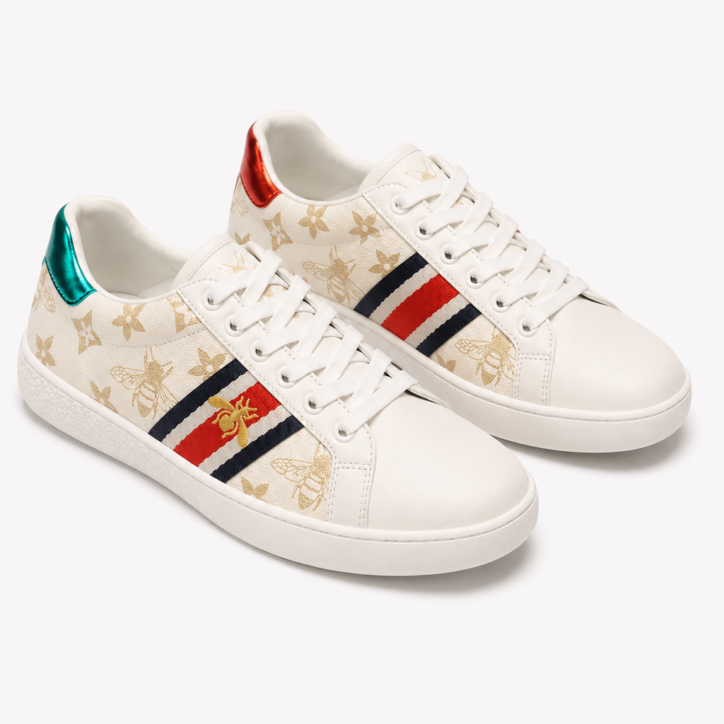 Gucci Bee Series Retro Style White Shoes