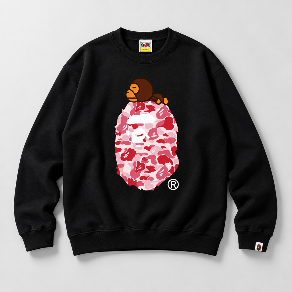 Bape Ape Head Camouflage Style Black Sweatshirt