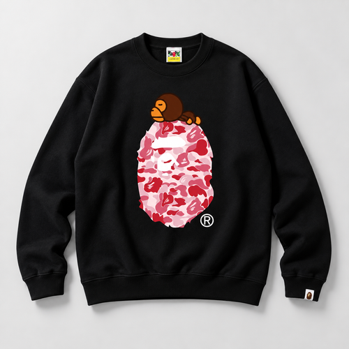 Bape Ape Head Camouflage Style Black Sweatshirt