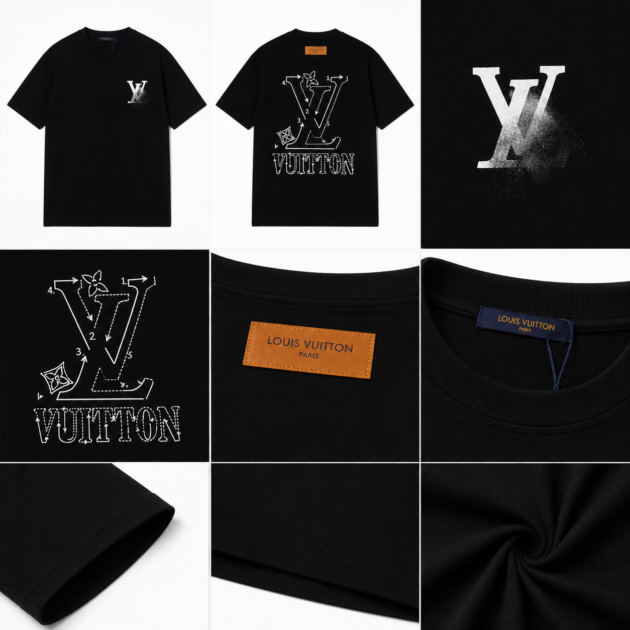 Louis Vuitton Printed Cool Style Black Short-sleeve T-shirt