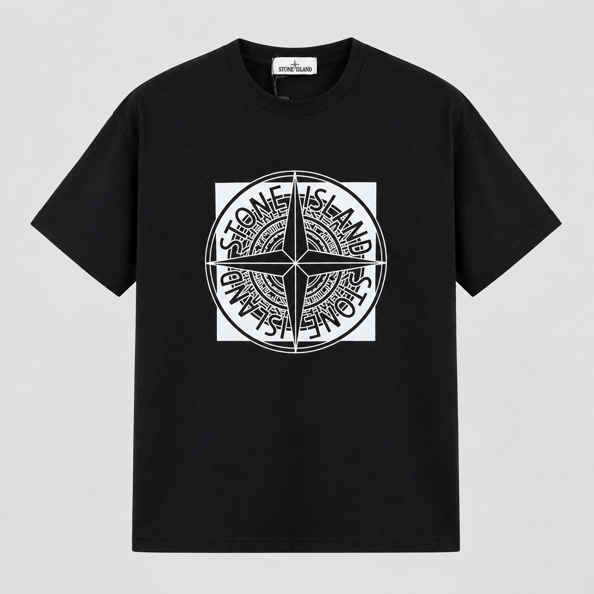 Stone Island Compass Print Street Style Black T-Shirt