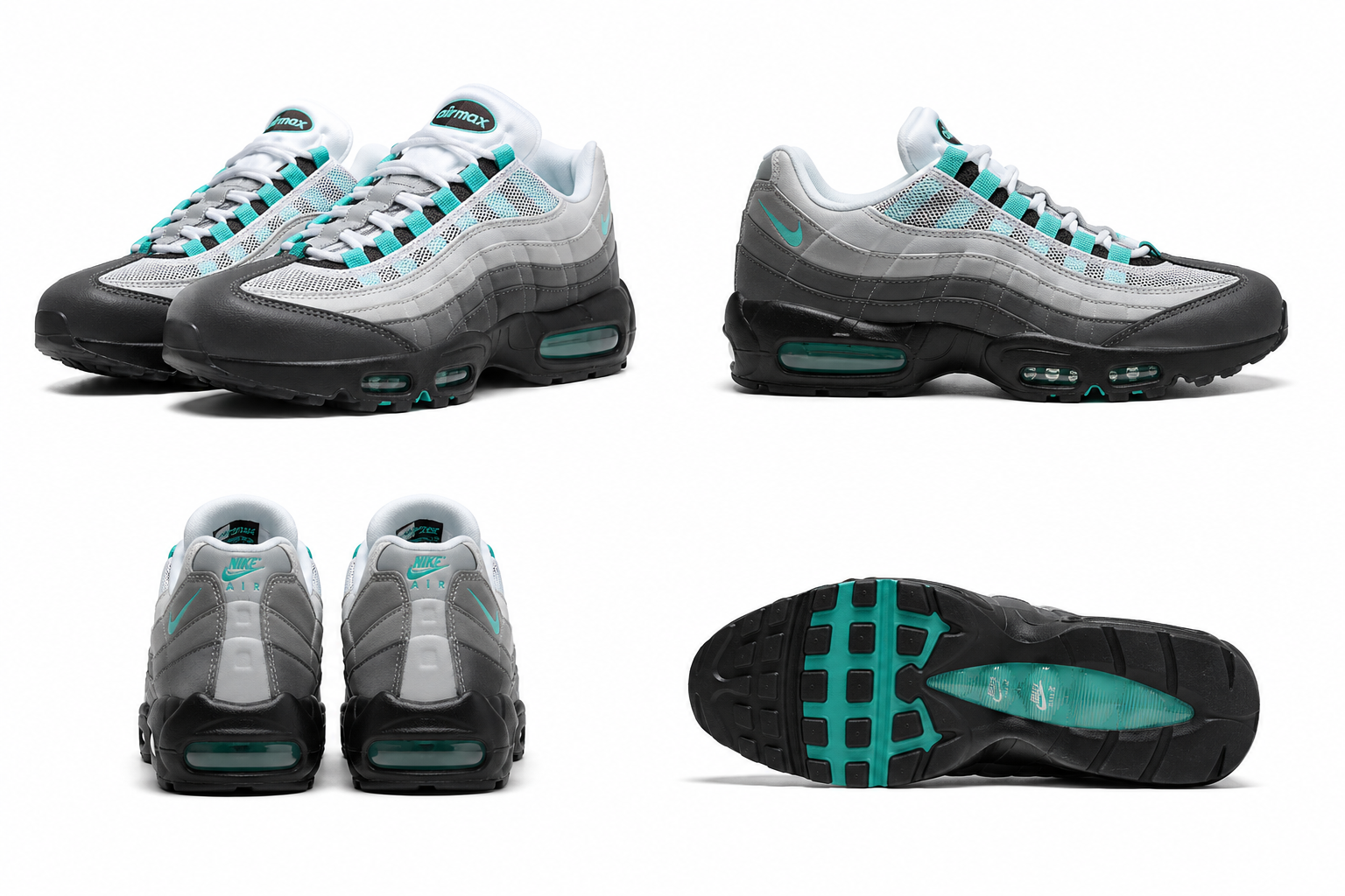 Nike retro black and green sports shoes