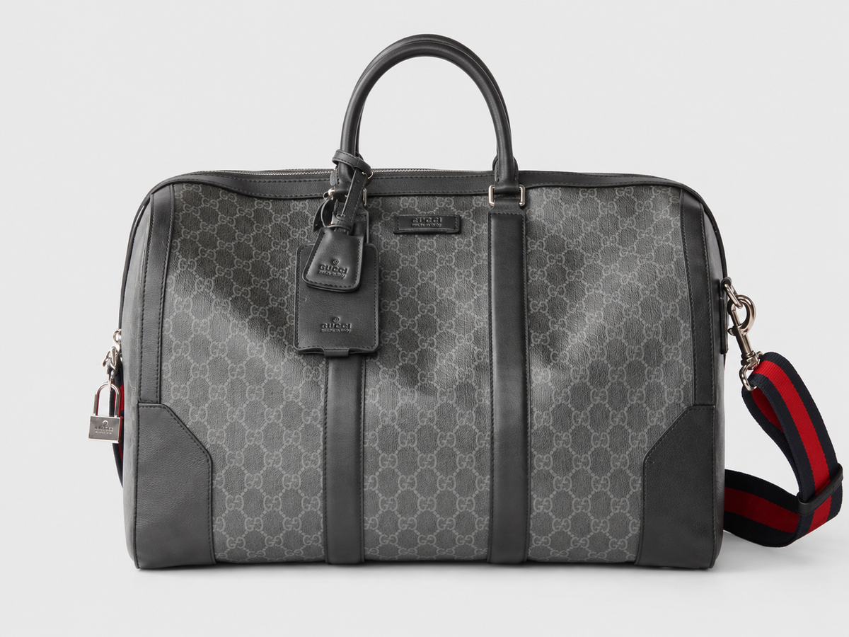 Gucci Duffel Bag with Gray GG Monogram Duffel for Streetwear Looks