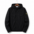 Stone Island Workwear Style Black Hooded Coat